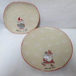 Spectrum Christmas Gnome appetizer & dinner plate Set 2 micro dish safe NEW
